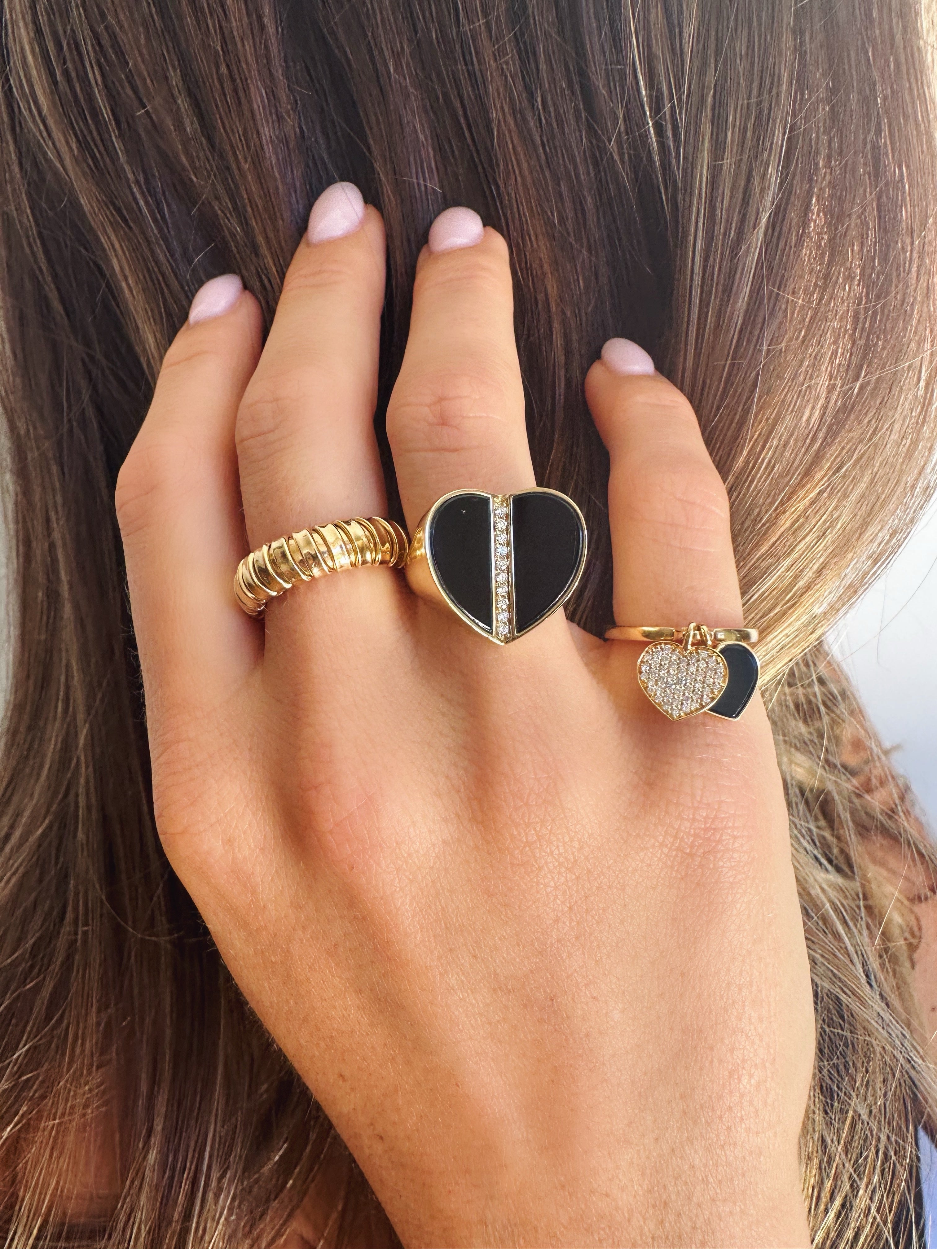 Lucrezia Onyx & Diamond / Gold Heart Signet Ring / Dolce Amore