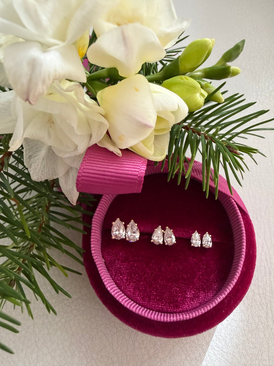pear shape lab diamond earrings -studs