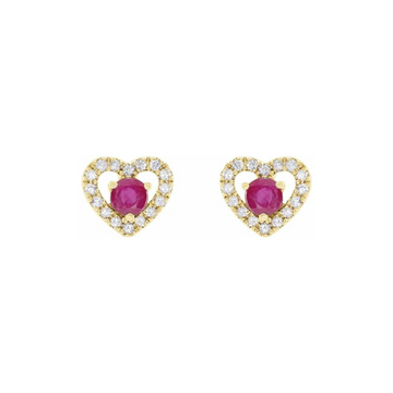 SAMPLE Ruby & Diamond Heart Earrings